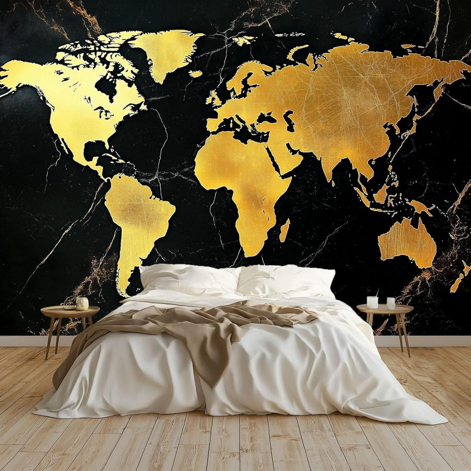 kfjhgbdshhj Marble Map Photo Wallpaper, Wall Decor, Design Patterned Wallpaper, Wall Decoration for Living Room, Bedroom, Office, Hallway, Black, 200cm x 140cm