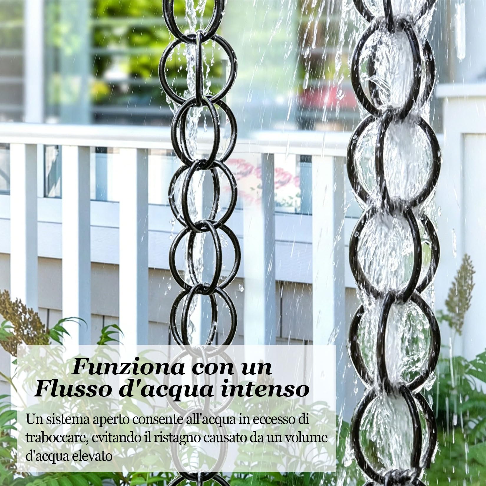 Catena per grondaia alluminio,catena raccogli pioggia grondaia,Resistente alla Ruggine,per Grondaie,Giardino,Cortile,Drenaggio,Decorazione per Esterni,Elegante e Funzionale Anelli per Adattarsi