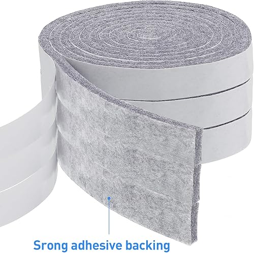 Miniatura 3 de Zonon 4 rollos de tiras de fieltro de 12 x 240 pulgadas con respaldo adhesivo, cintas de fieltro para muebles, almohadillas de poliéster