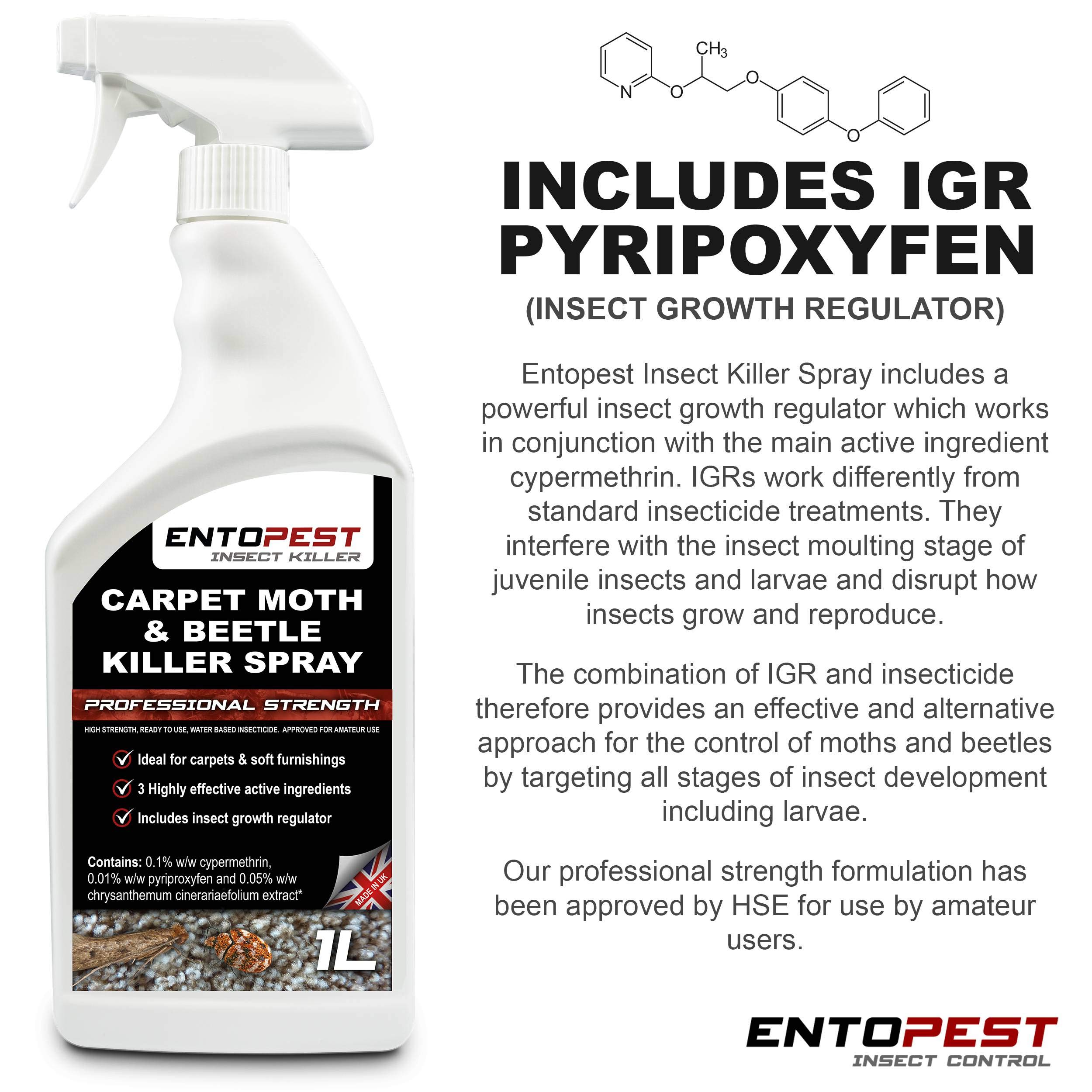 Entopest Insect Killer Spray for Carpets 2 x 1L RTU Pro Strength