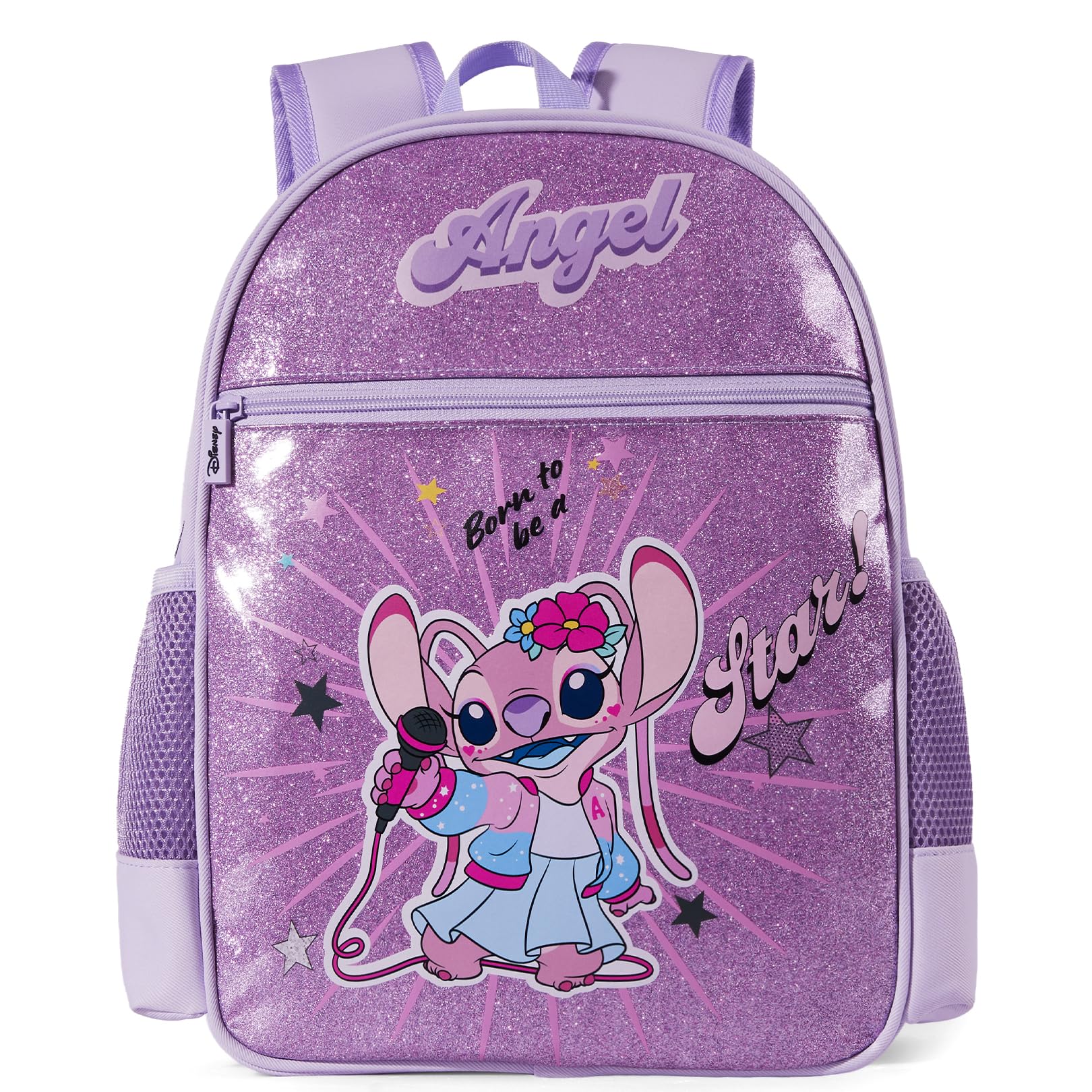 Disney Frozen Princess Minnie Marvel Glitter Kleinkind Rucksack für Jungen und Mädchen | Kindergarten Elementary Kids Bookbag, Pop Star Angel, Medium, Charakter: