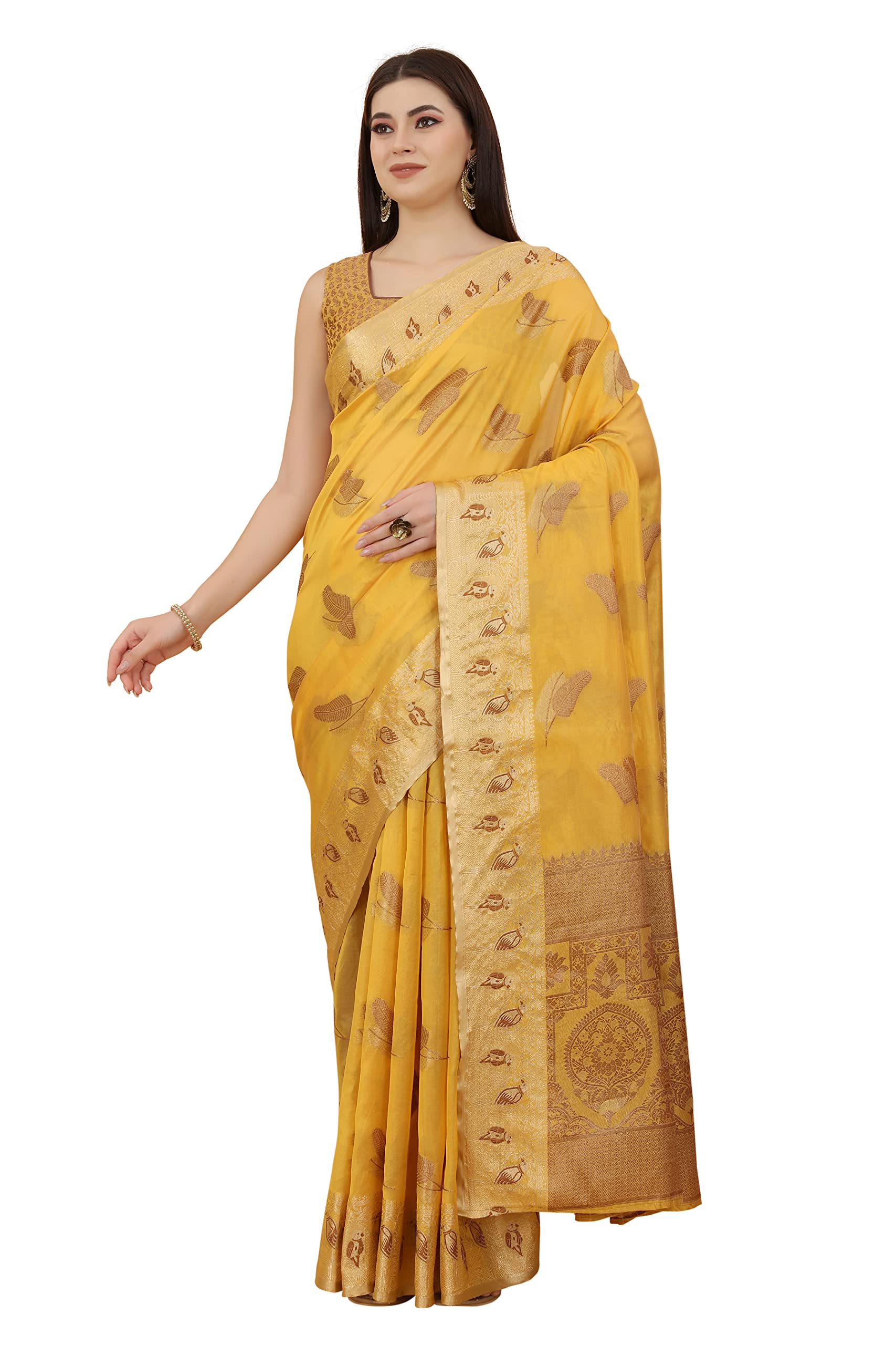 MT Madhav TextilesWomen's Chanderi Cottan Silk Saree With Unstitched Boluse Piece