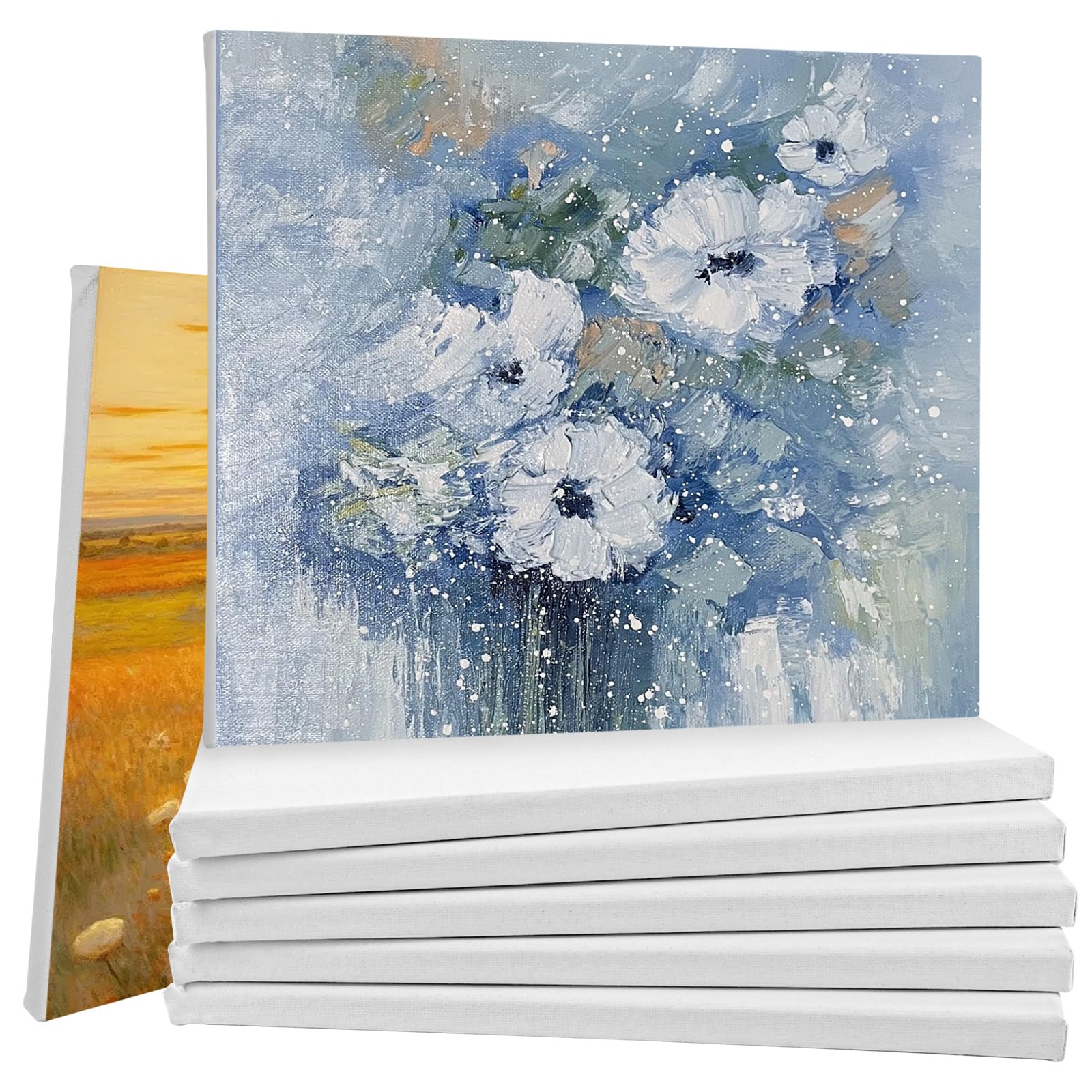 Set 10 Tele Per Dipingere 24x30 Cm - Tela In Cotone Su Telaio, Primer, Per Acrilico E Olio - 2