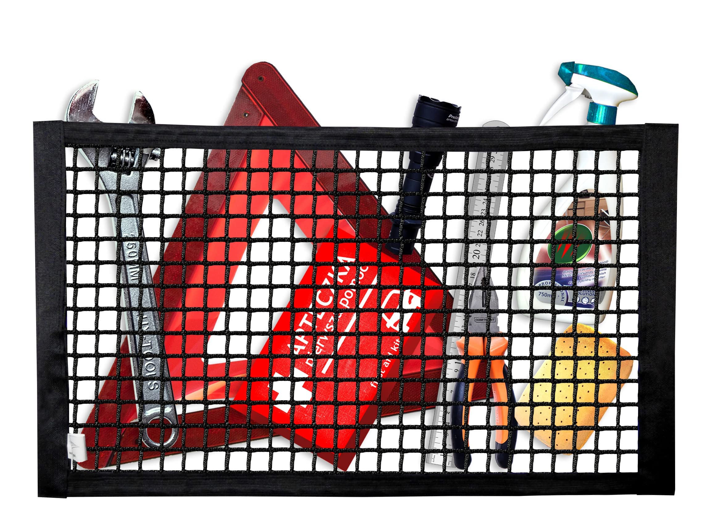 Filet Coffre Voiture Double Filet De Rangement Universel En Nylon 90 X 40 Cm Ru00e9glable En Porte Sac Filet Pour Voiture