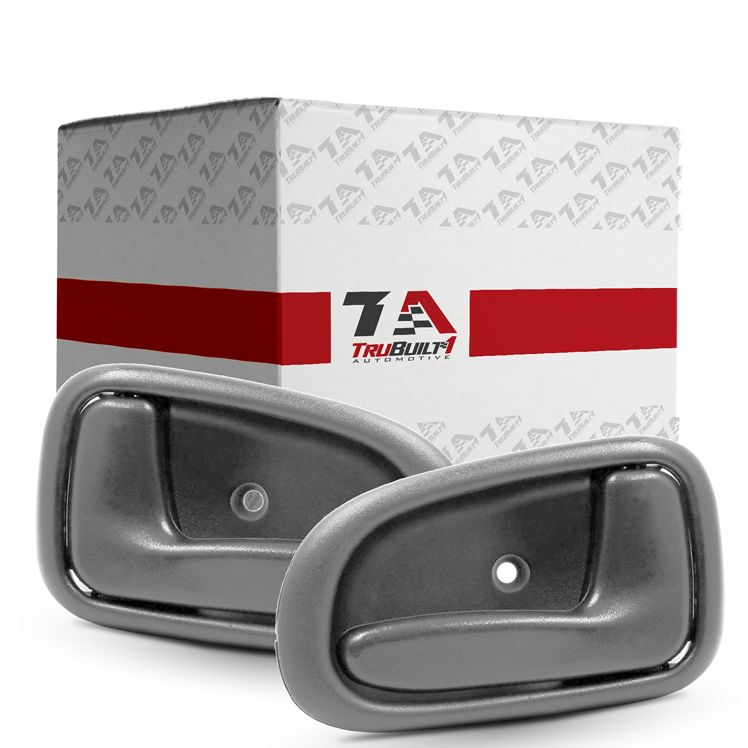 TRUBUILT1 AUTOMOTIVE Interior Door Handle Set, Left & Right - Compatible with 1993-1997 Toyota Corolla, Chevrolet Prizm - Gray, Plastic - OEM 69206-12130-G, 69205-12130-G