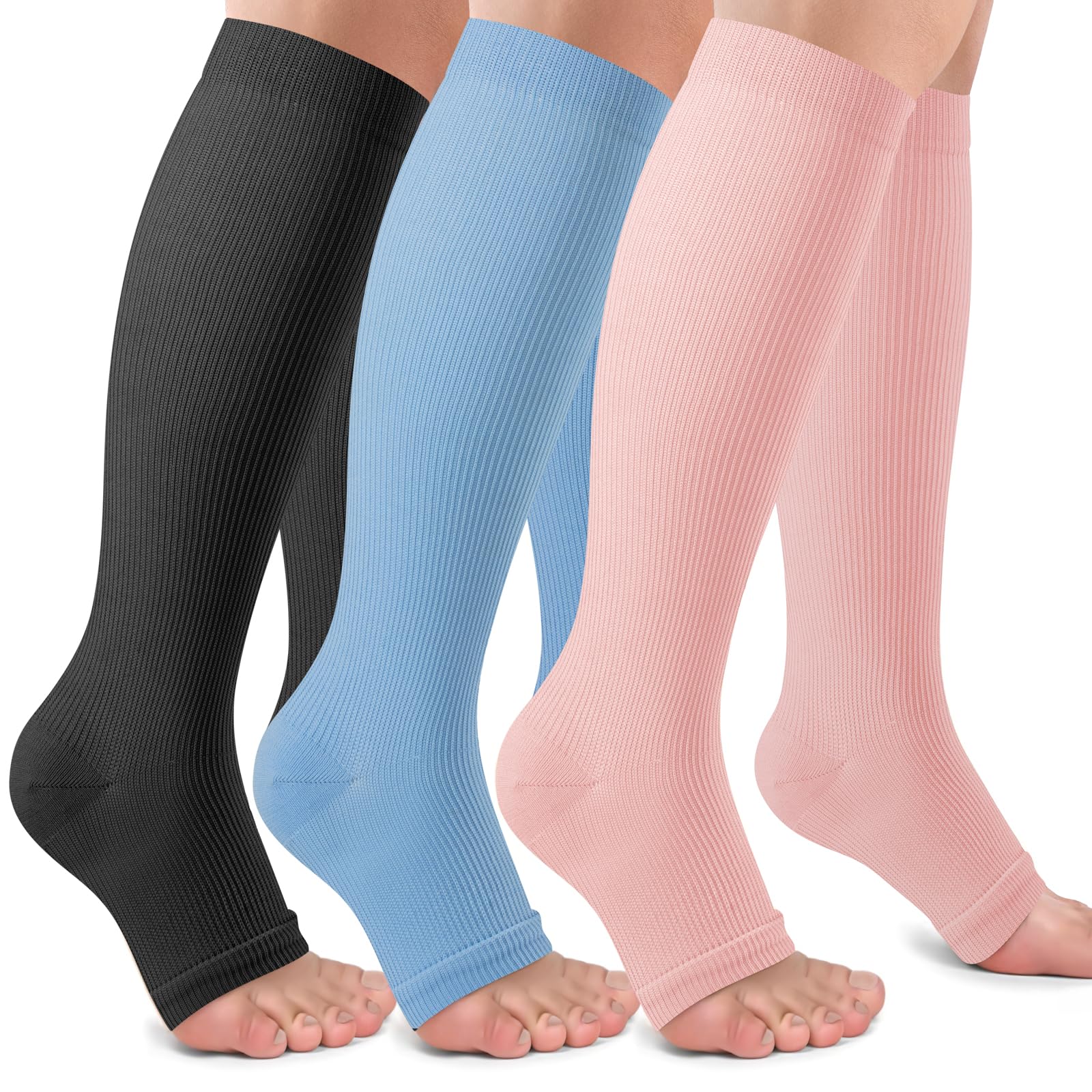 Tinojye Open Toe Compression Socks Women & Men-3 Pairs - medical compression garments | Mubboo