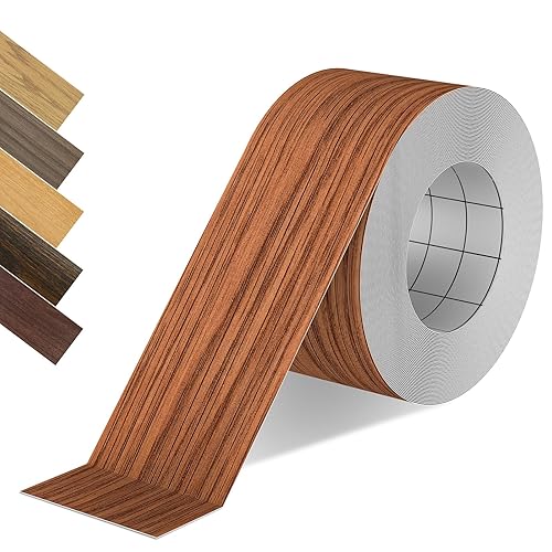 Miniatura 35 de Bandas de borde de melamina, rollo de chapa de 1/2 pulgada x 25 pies de borde blanco pre-pegado, cinta de madera real para reparación de gabinetes