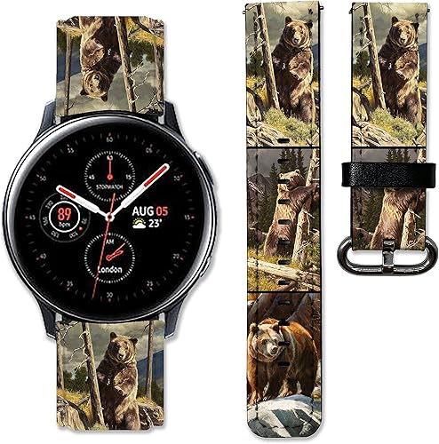 Miniatura 1 de Correa de cuero de repuesto compatible con Samsung Galaxy Watch4 Active 2 Watch4 Classic Active 2 Watch 3 Gear S3 S2 y otros relojes de 20 y 0.866in