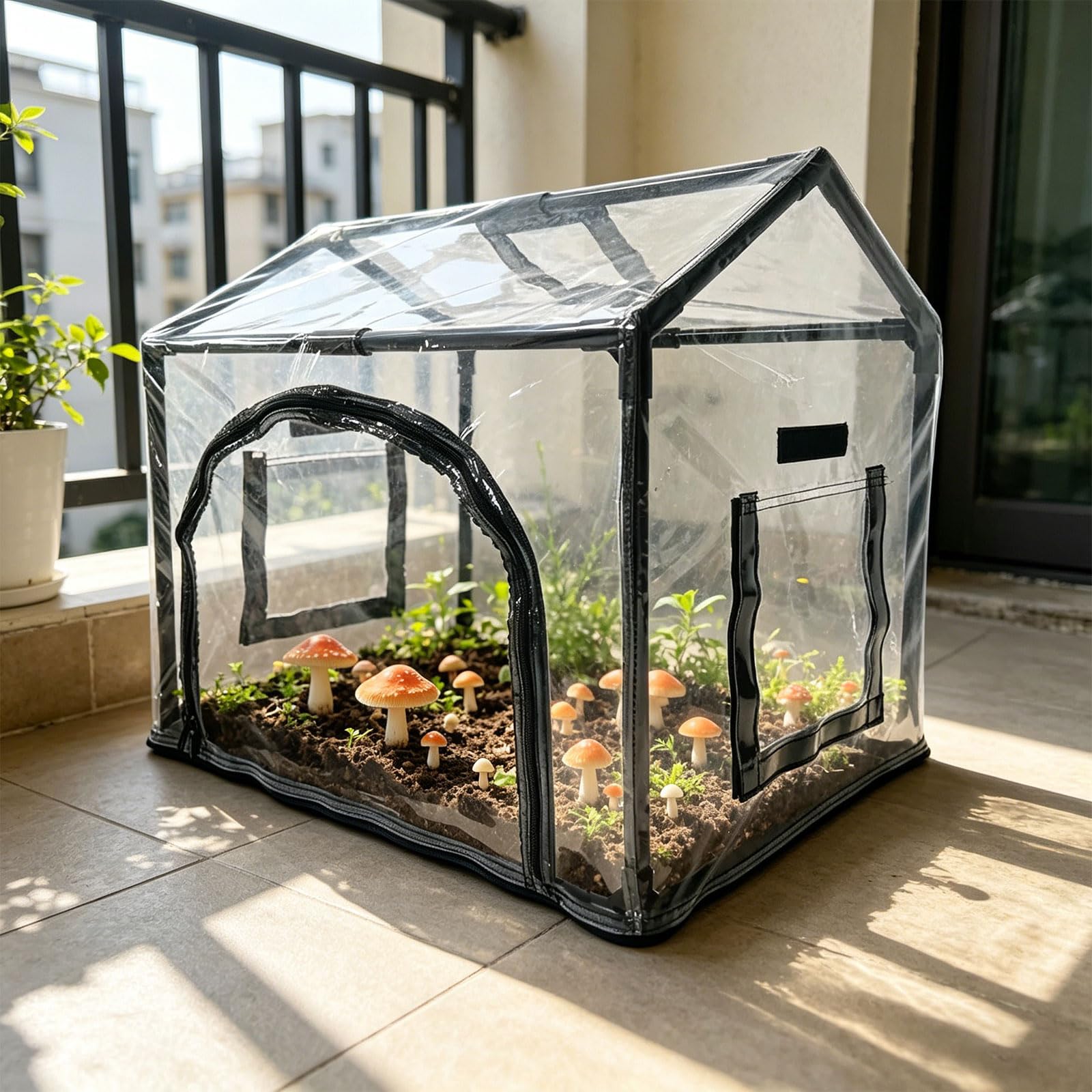 Paquet de plantation de champignons avec tapis de sol