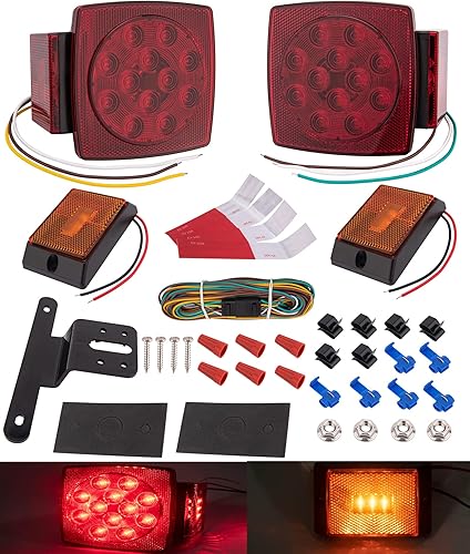 Kit de luces traseras para remolque, kit LED para remolque, 4.57 pulgadas de ancho x 2.66 pulgadas de profundidad, sumergible de 12 V, para