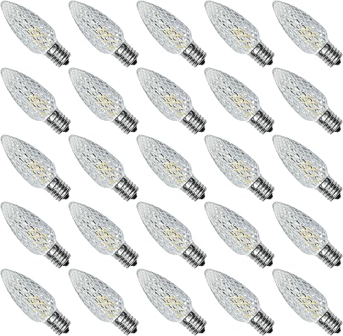Paquete de 25 bombillas LED de repuesto de luces de Navidad C9, bombillas LED C9 de plástico inastillables e impermeables para tiras de luces al