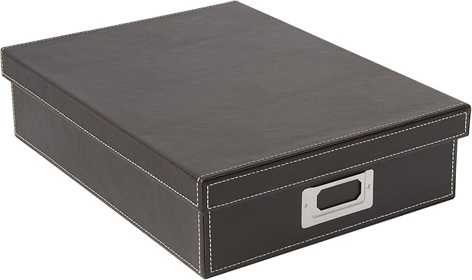 Range-lettres En Simili Cuir Gris Osco - 24.5x33.1x6.3 Cm - Pour Bureau Organisé Et élégant