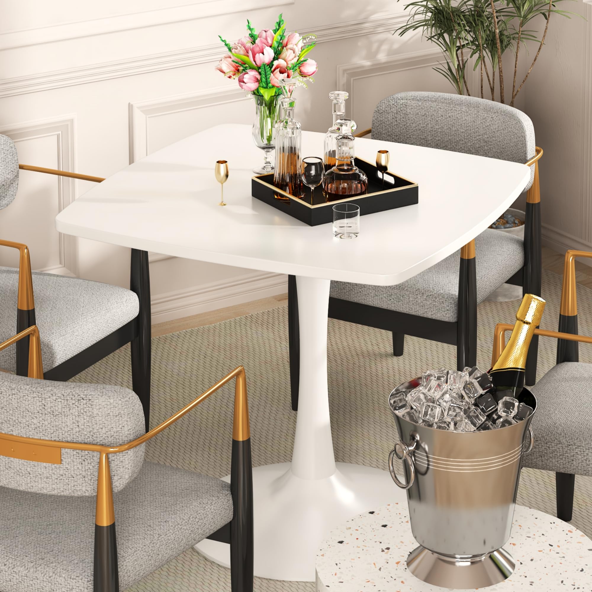 Amazon.com - DKLGG Square Dining Table, 31.5" White Tulip Table ...