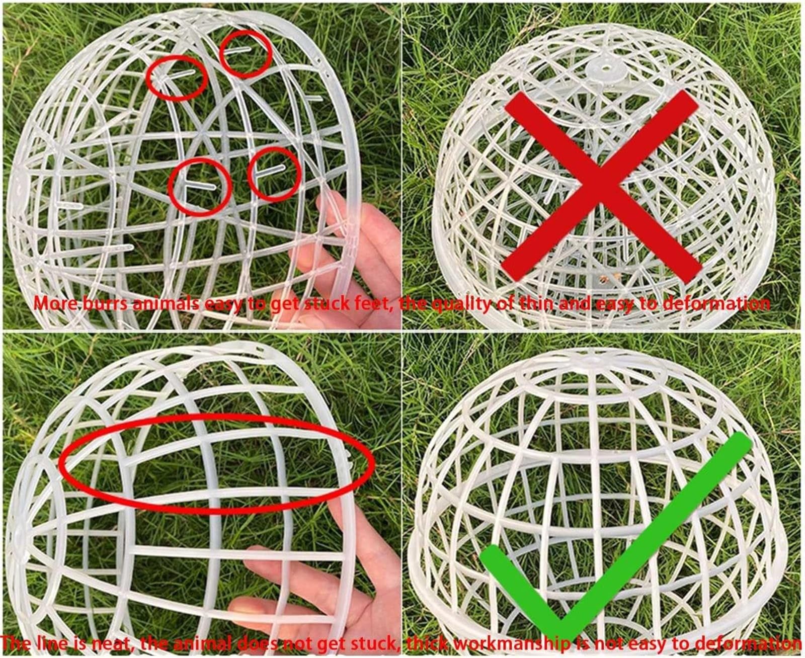 3 PCS Cage à Poules en Plastique Mobile Circulaire, Forme de Boule pour l'Élevage en Liberté à l'Extérieur, Type Enroulable