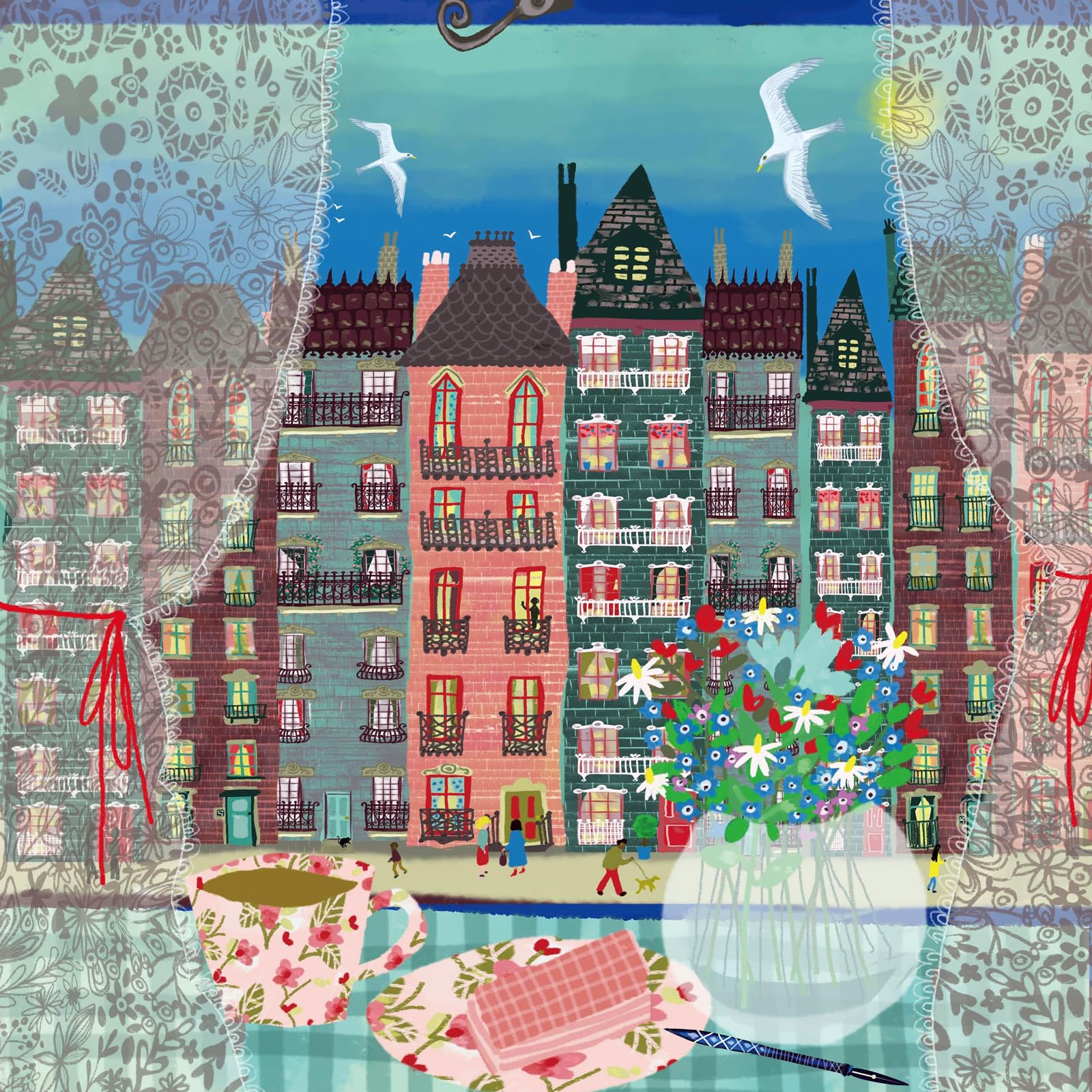 HUADADA Jigsaw Puzzles for Adults 1024 Pieces, Window Landscape Floral Art, Board Game Relaxing Gift for Men Women