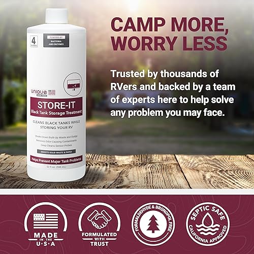 Miniatura 13 de Unique Store-It - Líquido limpiador de tanques negro RV – Limpia y desodoriza tanques mientras RV está en almacenamiento a corto o largo plazo, 4