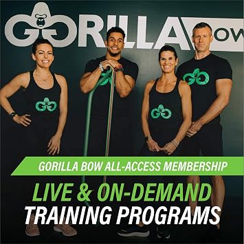 Gorilla Bow Home Gym Resistance Training Kit - Full Body Workouts - Adjustable Bands - Portable Equipment Set - Kickstarter Funded (Heavy Black)