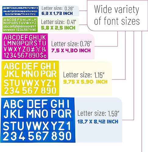 Miniatura 4 de Mr. Pen Plantillas de letras y números, plantillas de letras, paquete de 5
