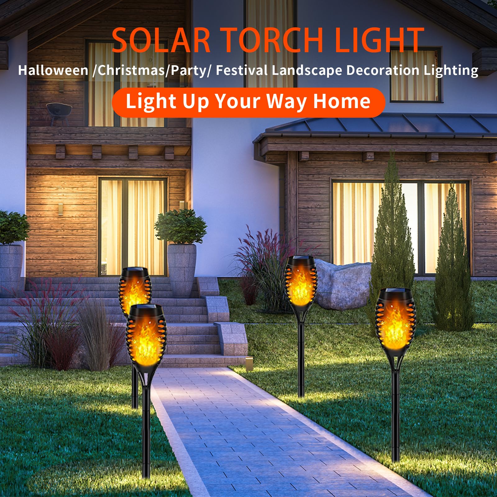 Swingers Solarleuchten für den Außenbereich, Solar-Taschenlampe mit flackernder Flamme, wasserdichte Gartenleuchten für den Außenbereich, Terrasse, Weg, Hof, Dekorationen (8 Stück)