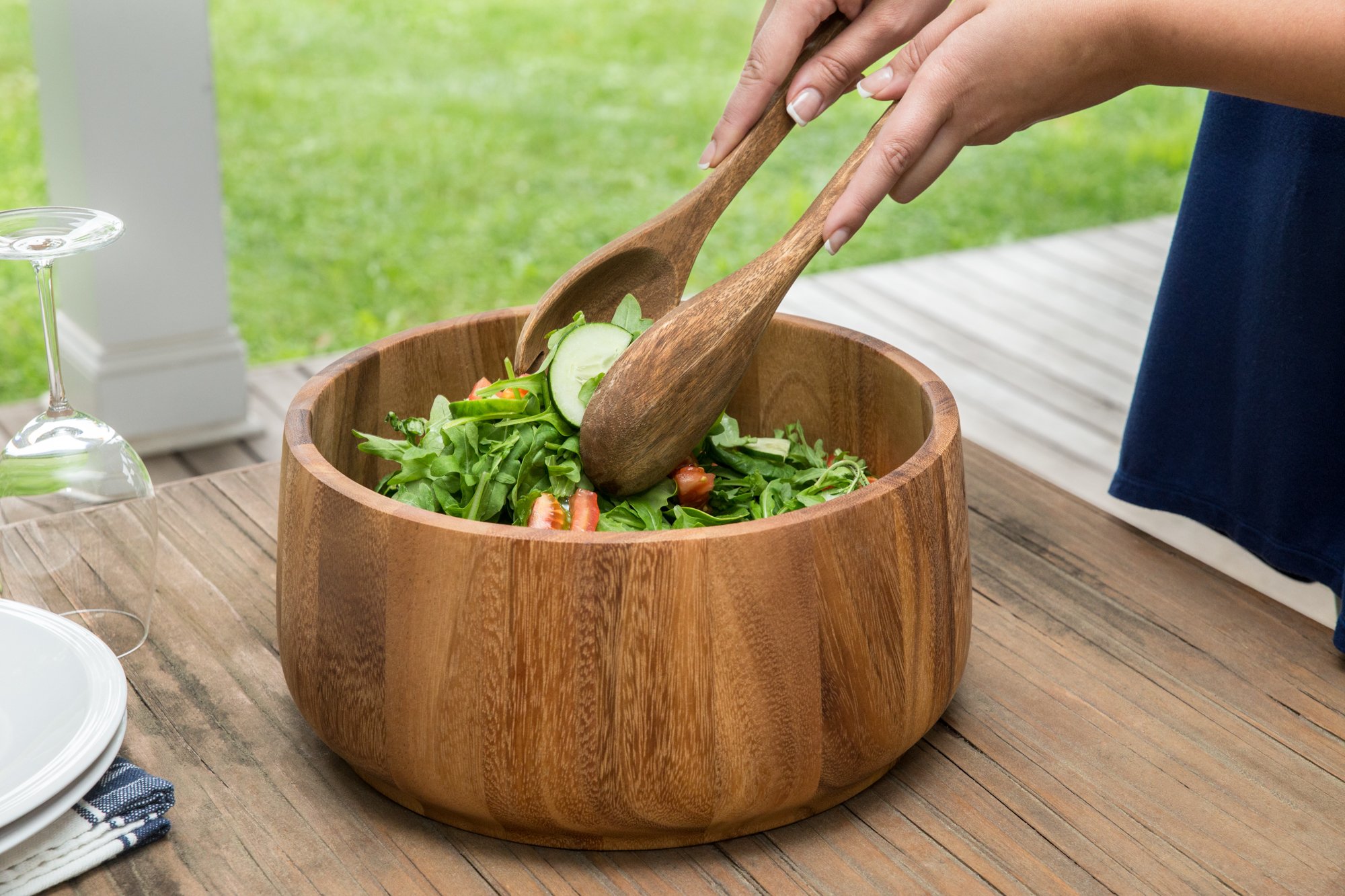 Ironwood Gourmet 28679 - Ensaladera de madera de acacia, madera dura, tulipán