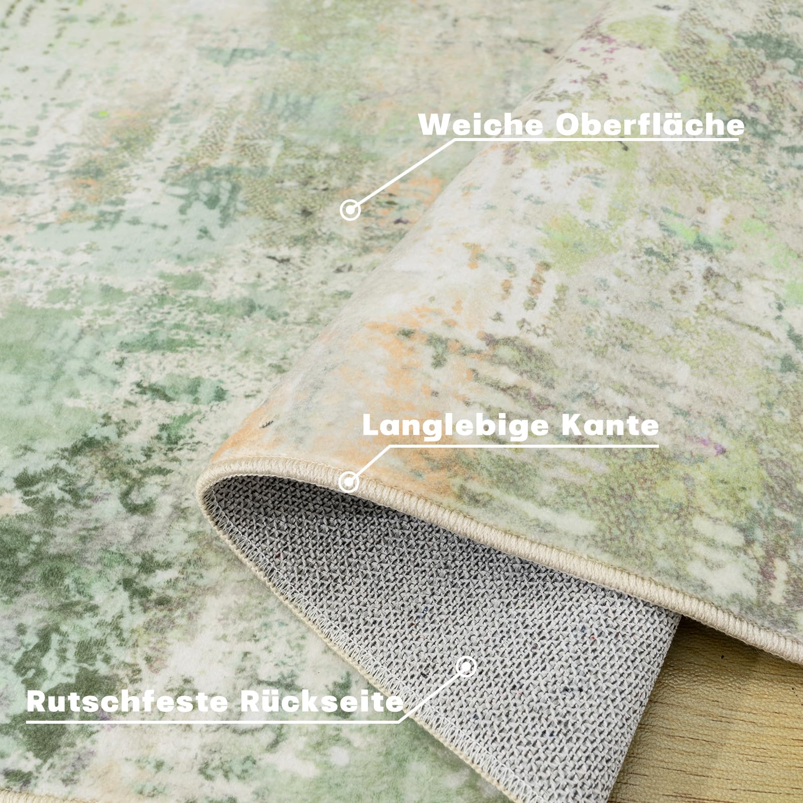 Chicnix Teppich Wohnzimmer 200x300, Großer Teppich Waschbar Kurzflor rutschfest Weich… – Ansicht 7