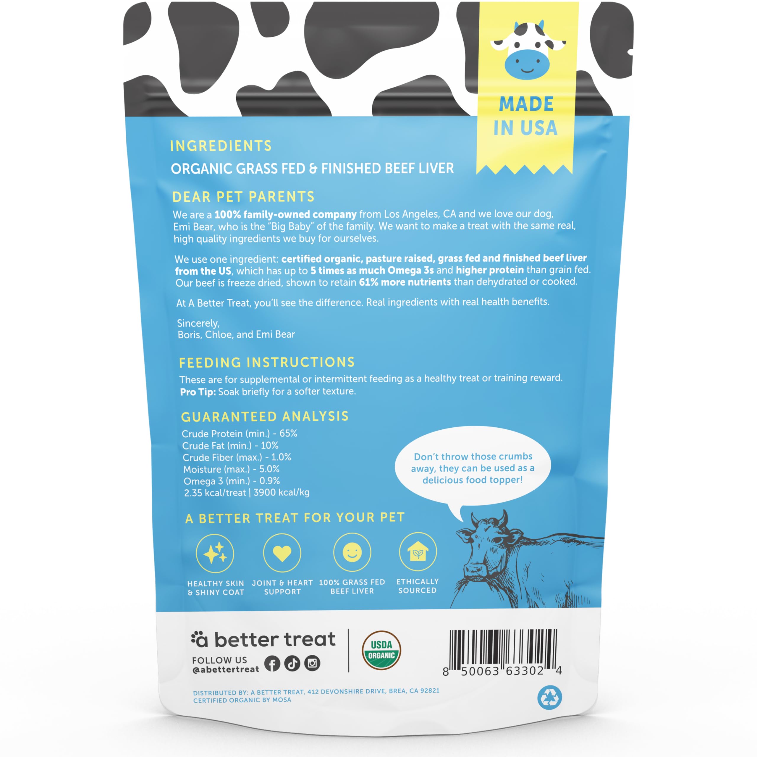 A Better Treat – Organic, Freeze Dried, Single Ingredient, 100% Grass Fed & Finished, Pasture Raised Beef Liver Dog Treats, Cat Treats | Natural Healthy | High Protein, Diabetic Friendly | Made in USA thumbnail 5