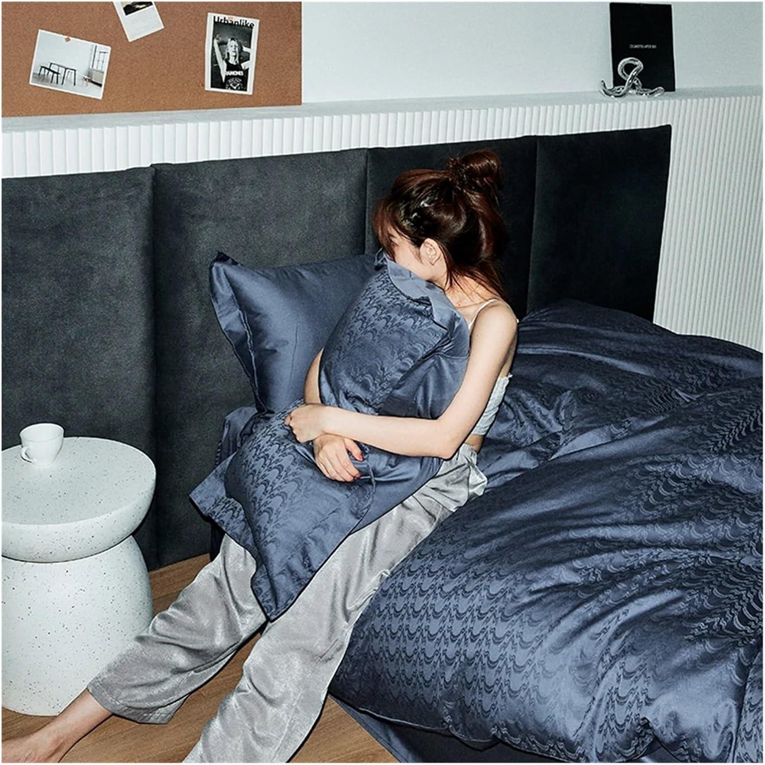 Bed, Luxury Jacquard Bedding Set Egyptian Cotton Bed Linens Quilt Duvet Cover Pillowcase King Size Flat Sheet, MM-102