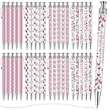 Gersoniel 40 Pcs Breast Cancer Awareness Pens Bulk Pink Ribbon Ballpoint Pens with Black Ink Inspiration Gifts for Women Breast Cancer Awareness Accessories Fundraiser Charity Supplies Public Events
