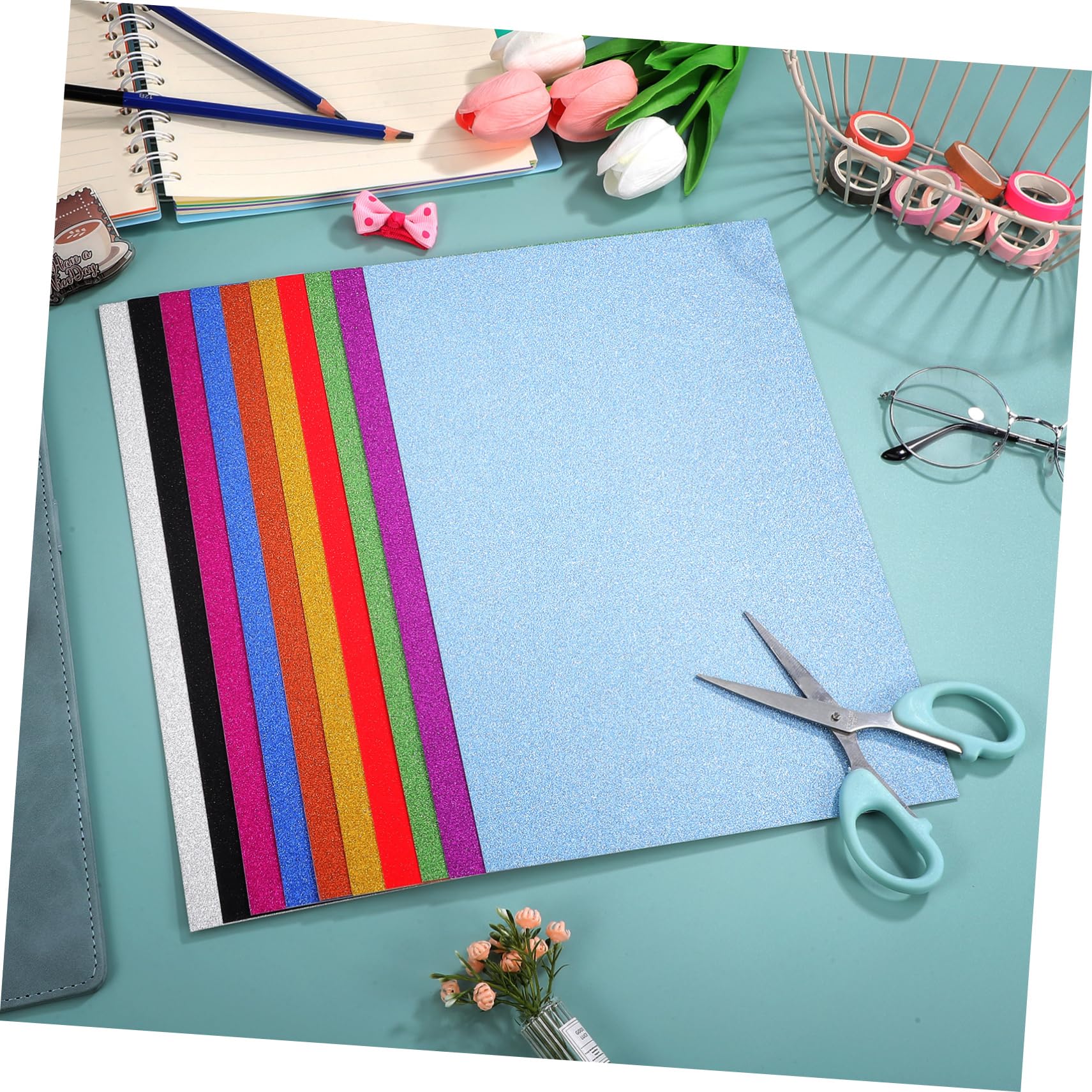 60arkusze Arkuszy Papieru Samoprzylepnego z Brokatem Różnych Kolorach Papier Do Rękodzieła i Scrapbookingu Łatwy Użytkowaniu Idealny Do Tworzenia Zaproszeń i Dekoracji