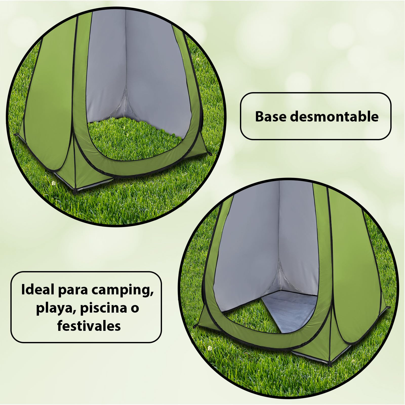 Montafox Tienda Ducha 2m XXL Pop Up Cambiador Camping Móvil Multifuncional Portátil Vestidor Baño Desplegable Verde
