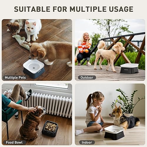 Miniatura 8 de PAWGETHER® No Spill Water Bowl for Dog 2L/68oz Splash Proof Slow Drinking Dog Bowls on Vehicle Travel No Drip Slow Water Bowl for Messy Drinkers