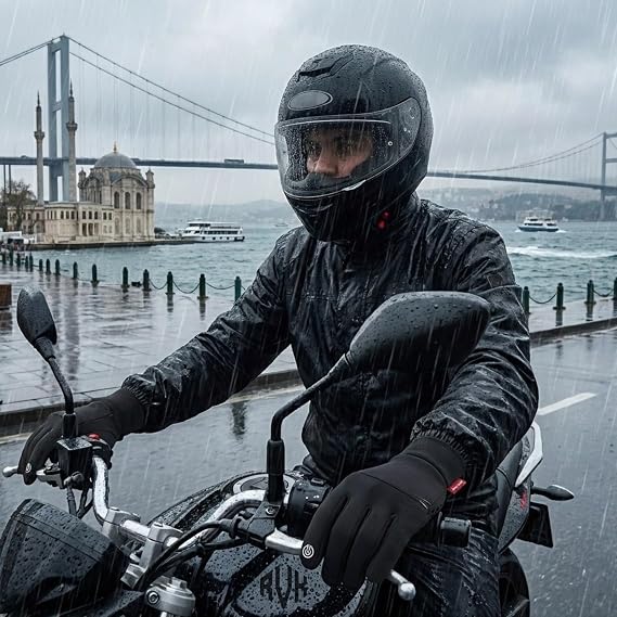 RVK Mevsimlik Motosiklet Eldiveni Şehir İçi Kurye ve Günlük Sürüş İçin İdeal, Rüzgar Korumalı Dokunmatik Ekran Uyumlu, L Beden
