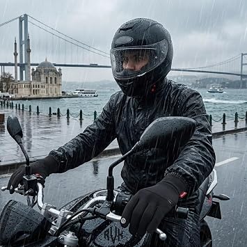 RVK Mevsimlik Motosiklet Eldiveni Şehir İçi Kurye ve Günlük Sürüş İçin İdeal, Rüzgar Korumalı Dokunmatik Ekran Uyumlu, L Beden
