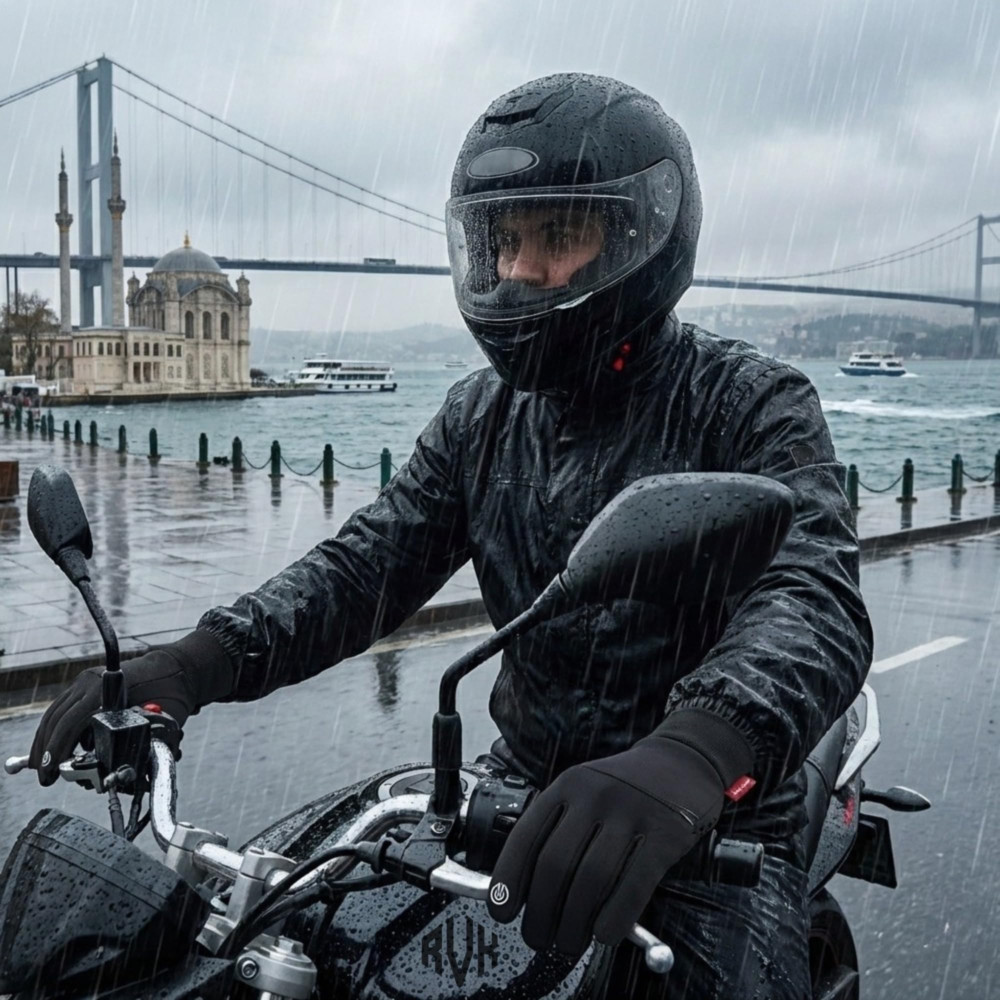 RVK Mevsimlik Motosiklet Eldiveni Şehir İçi Kurye ve Günlük Sürüş İçin İdeal, Rüzgar Korumalı Dokunmatik Ekran Uyumlu, L Beden