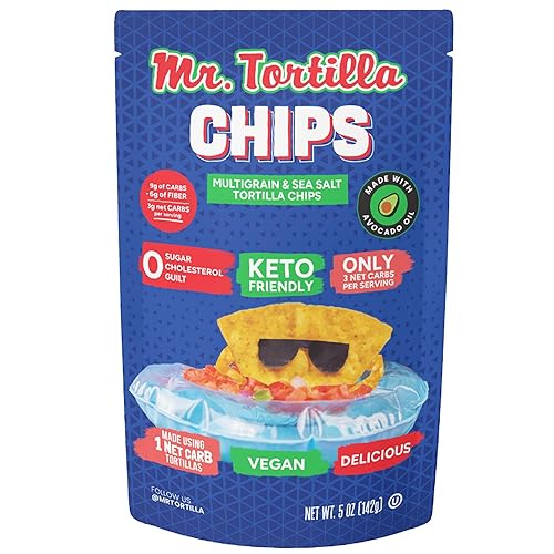 Miniatura 8 de Mr Tortilla s Crunchy Chips  Chips veganos aptos para dieta cetogénica  3 carbohidratos netos por porción patatas fritas cocinadas en aceite de