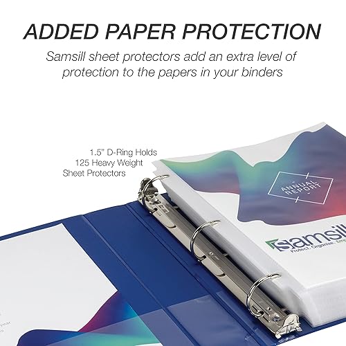 Vista 306 de Samsill Carpeta duradera de 1.5 pulgadas, fabricada en los Estados Unidos, carpeta de anillos en D, carpeta transparente personalizable, color Negro