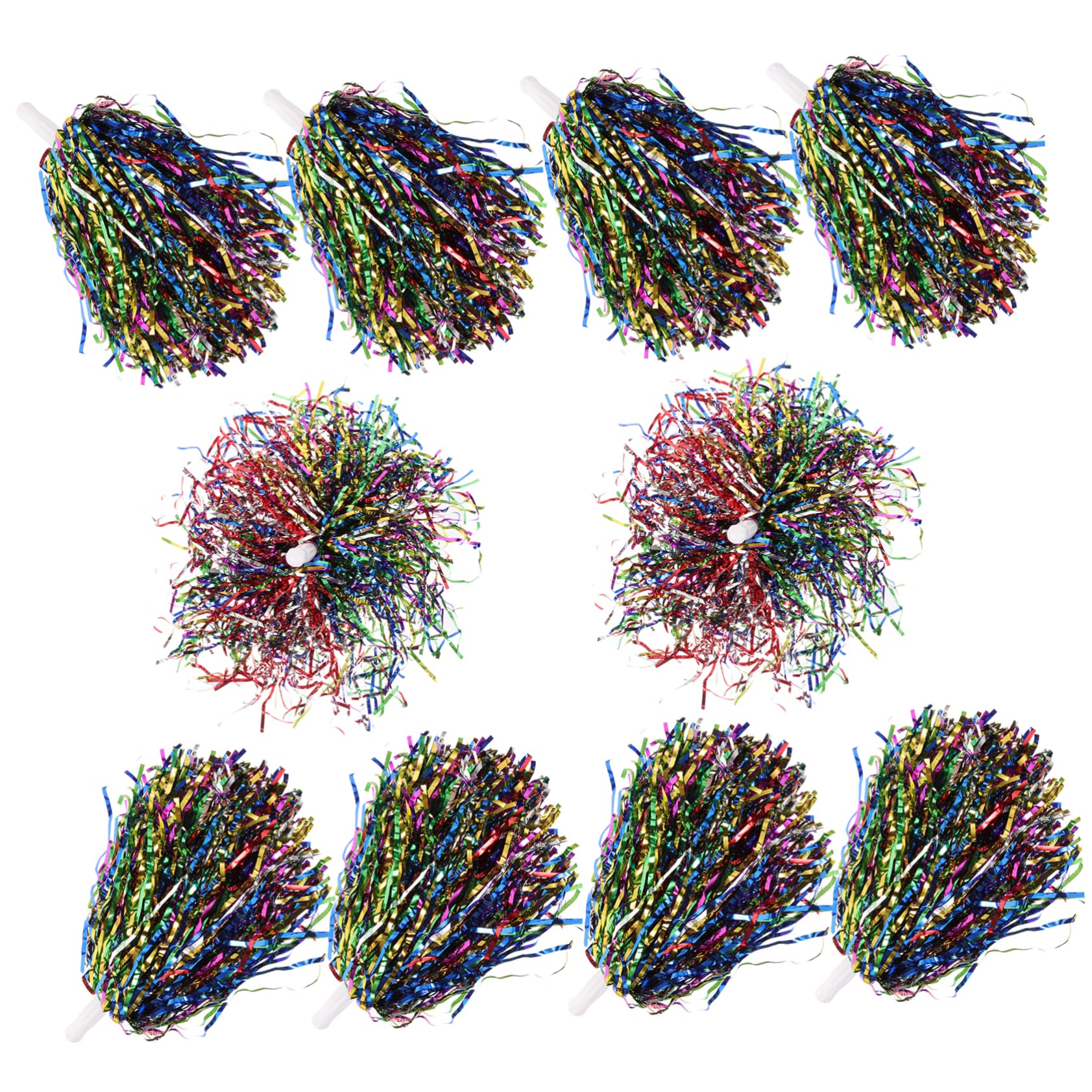 BESPORTBLE Cheerleading Hand Flowers 10 Pack Pom Poms Secure Handle for Sports Parties