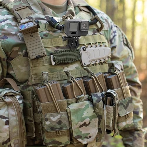 Miniatura 6 de MOLLE - Chaleco táctico con base de conexión, hebilla colgante, soporte Molle con tornillo giratorio de 360 grados, kit de casco para GoPro