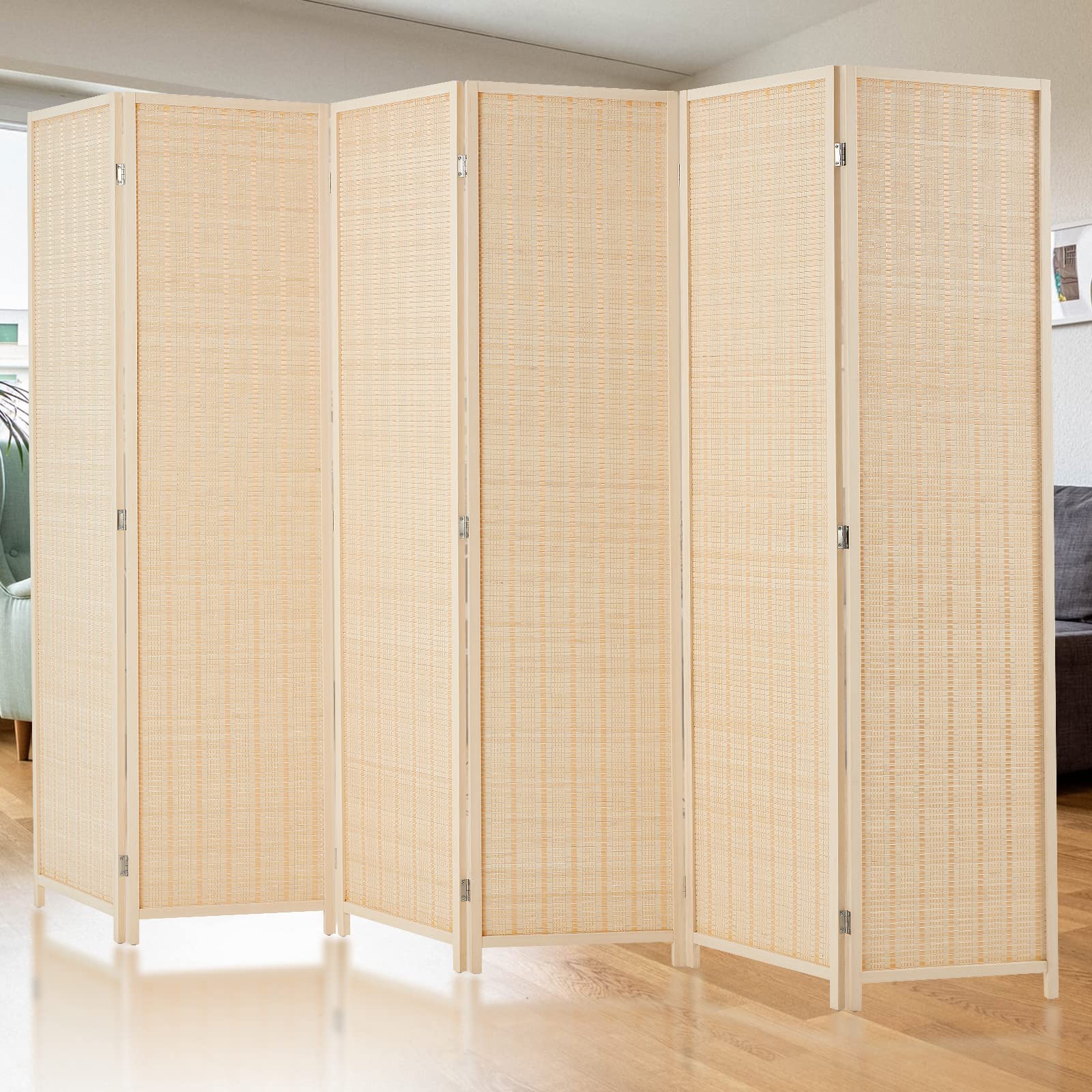 Buy Haddockway 6 Panel Bamboo Room Divider Wall 6FT Tall Folding Privacy Screens Room Dividers