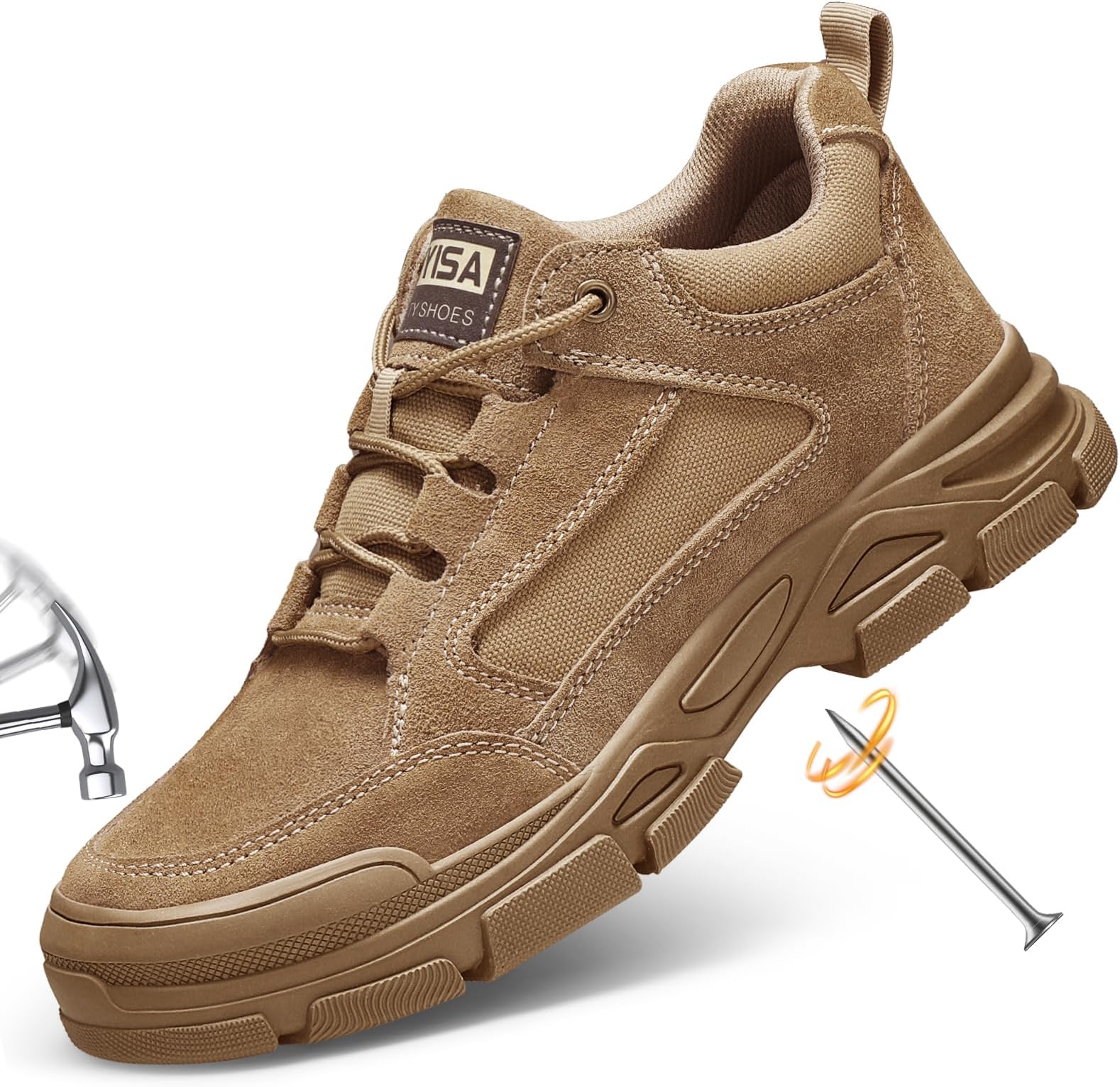 Steel Toe Boots for Men Indestructible Steel Toe Shoes Breathable High Top Work Boots for Men Lightweight Safety Shoes Non Slip Work Shoes Industry Construction Safety Boots