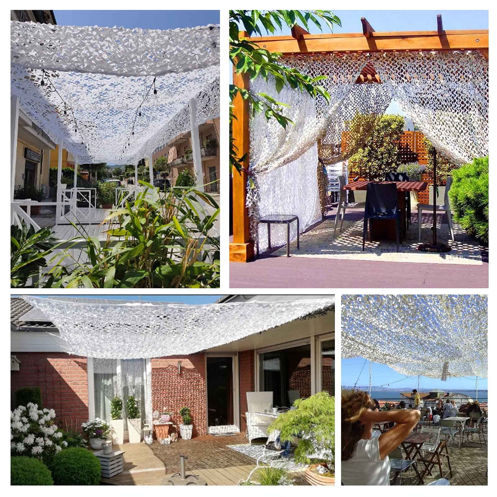 Weiß Verstärktes Tarnnetz,Camouflage Netz Bundeswehr,Sonnensegel,Tarnung Netz Jagd,Camping,Garten Pergola Dekorativer Sonnenschutz Tarnnetz 2m 3m 4m 5m 6m 7m 9m Sichtschutz,White-1.5x3m(4.9*9.8ft)