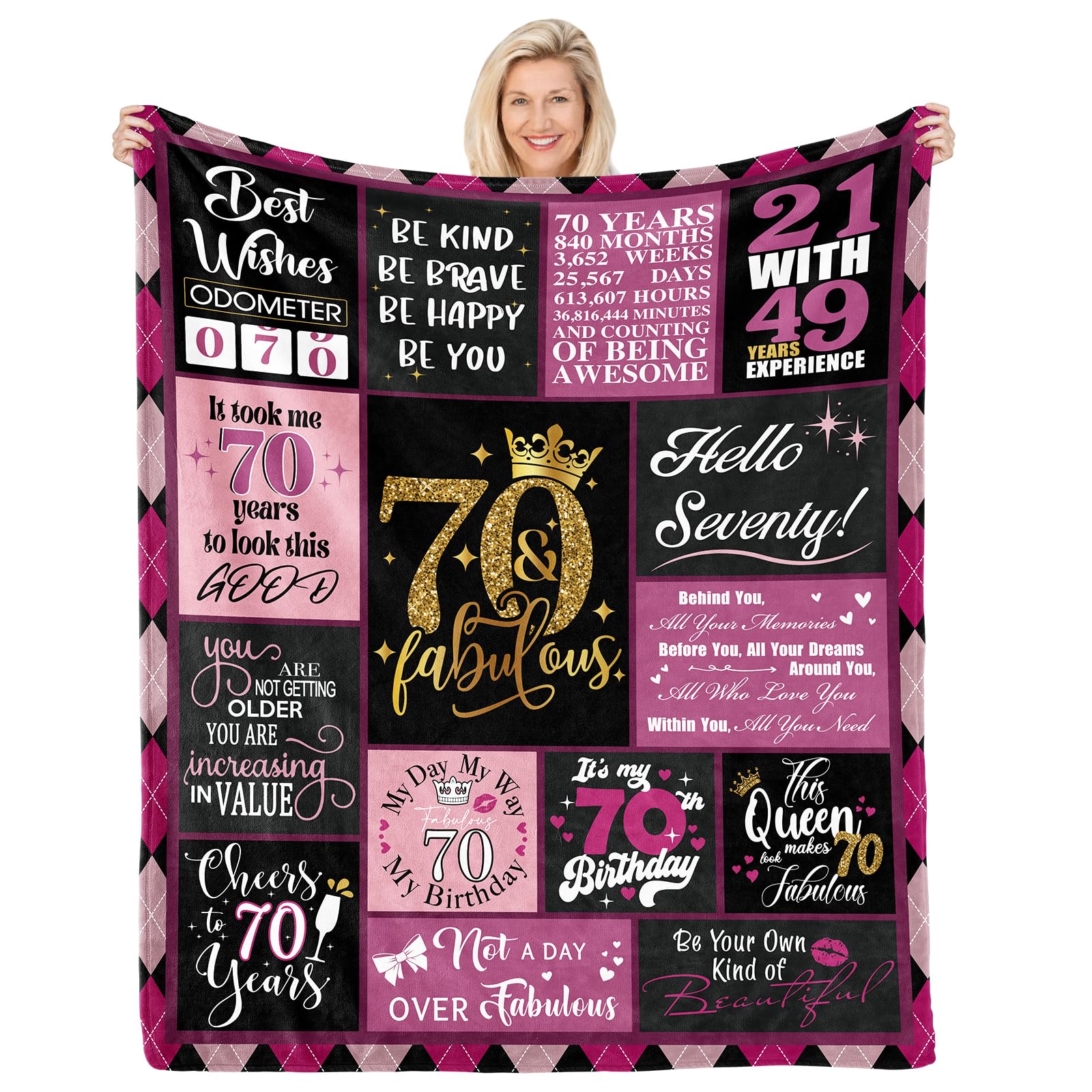 CAPRIFIC 70th Birthday Gifts for Women, 70th Birthday Blanket Gift for Her, Gift for 70 Year Old Woman, 70th Birthday Decorations for Women