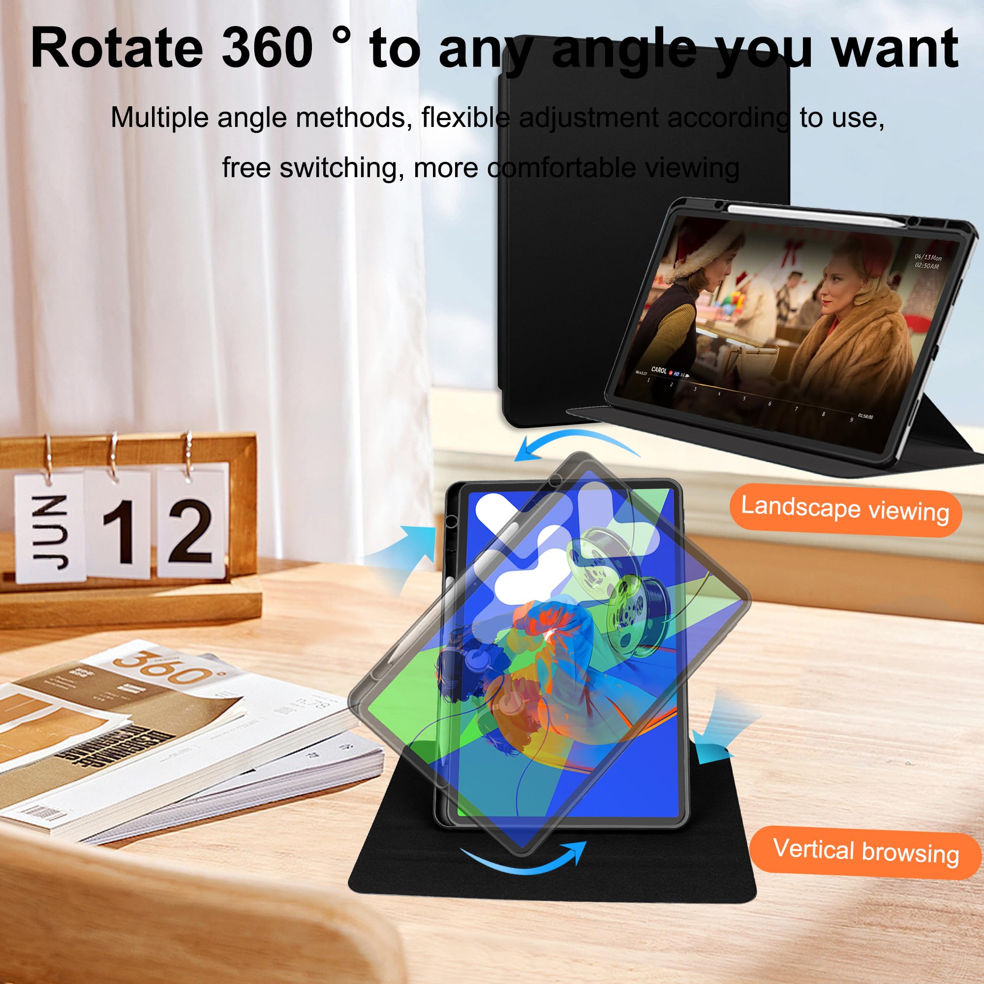 Lemxiee PU Leder Hülle Für Lenovo Idea Tab Plus 12.1 | Mit Stiftschlitz & Drehständer