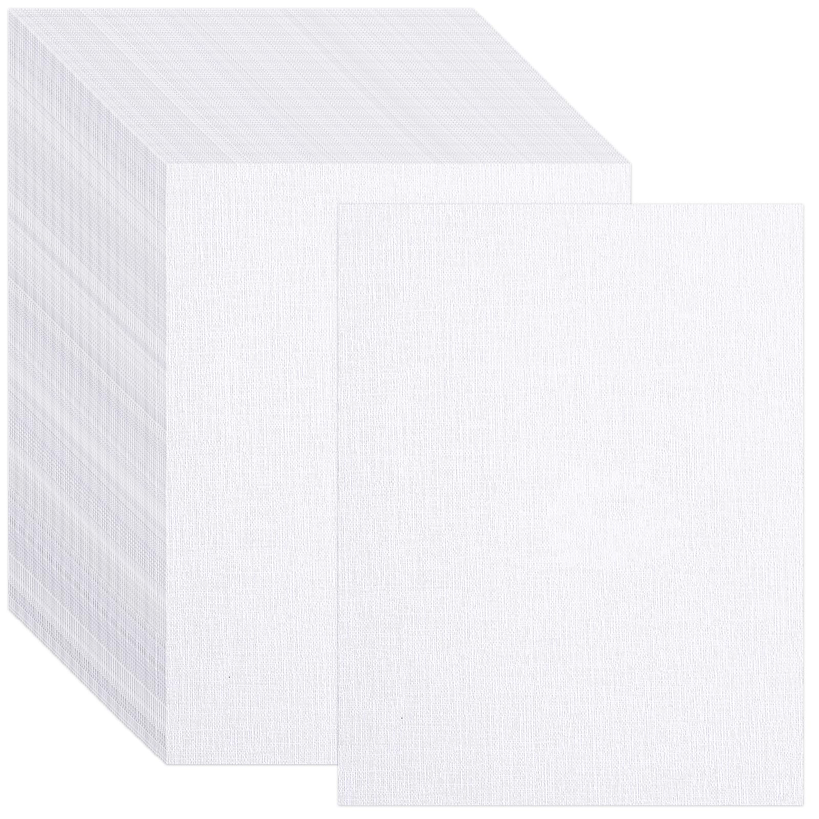 50 Sheets Linen Textured Cardstock White 250g/92lb Cover Printer Paper, 5 x 7 Inches for Printers, Invitation, Arts and Craft, Scrapbook, DIY Projects (White, 5×7in,L)