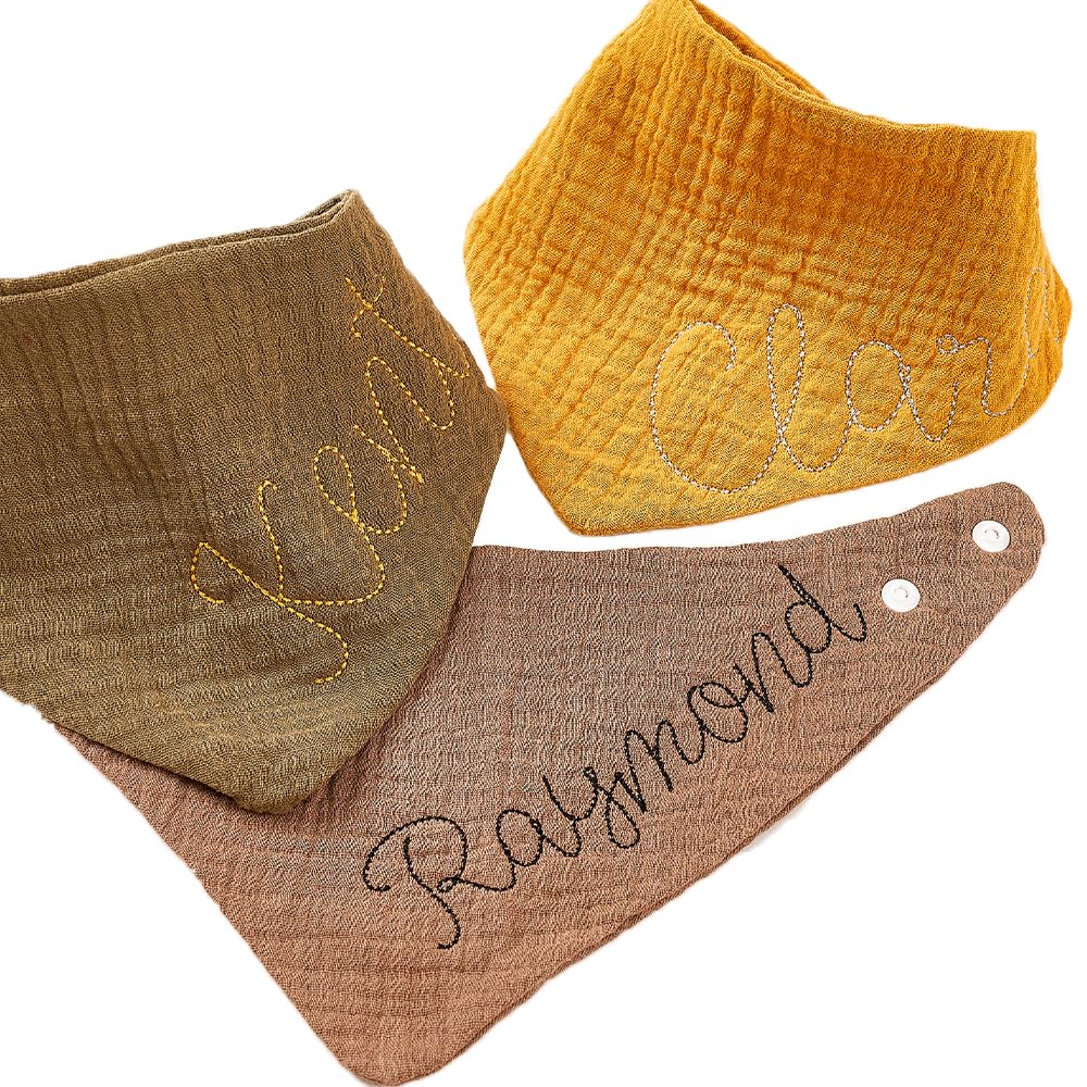 Custom Muslin Baby Bibs for Boys Girls, BJZLWJ Personalized Soft Cotton Baby Drool Bibs With Embroidered Name, Drooling and Teething Bibs for Infant, Cute Newborn Custom Baby Cloth Stuff
