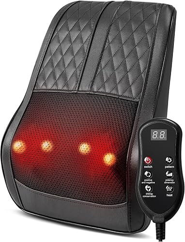 Masajeador de espalda para dolor de espalda, tejido profundo, masajeador shiatsu de cuello y espalda con calor, almohada de masaje de amasamiento 3D