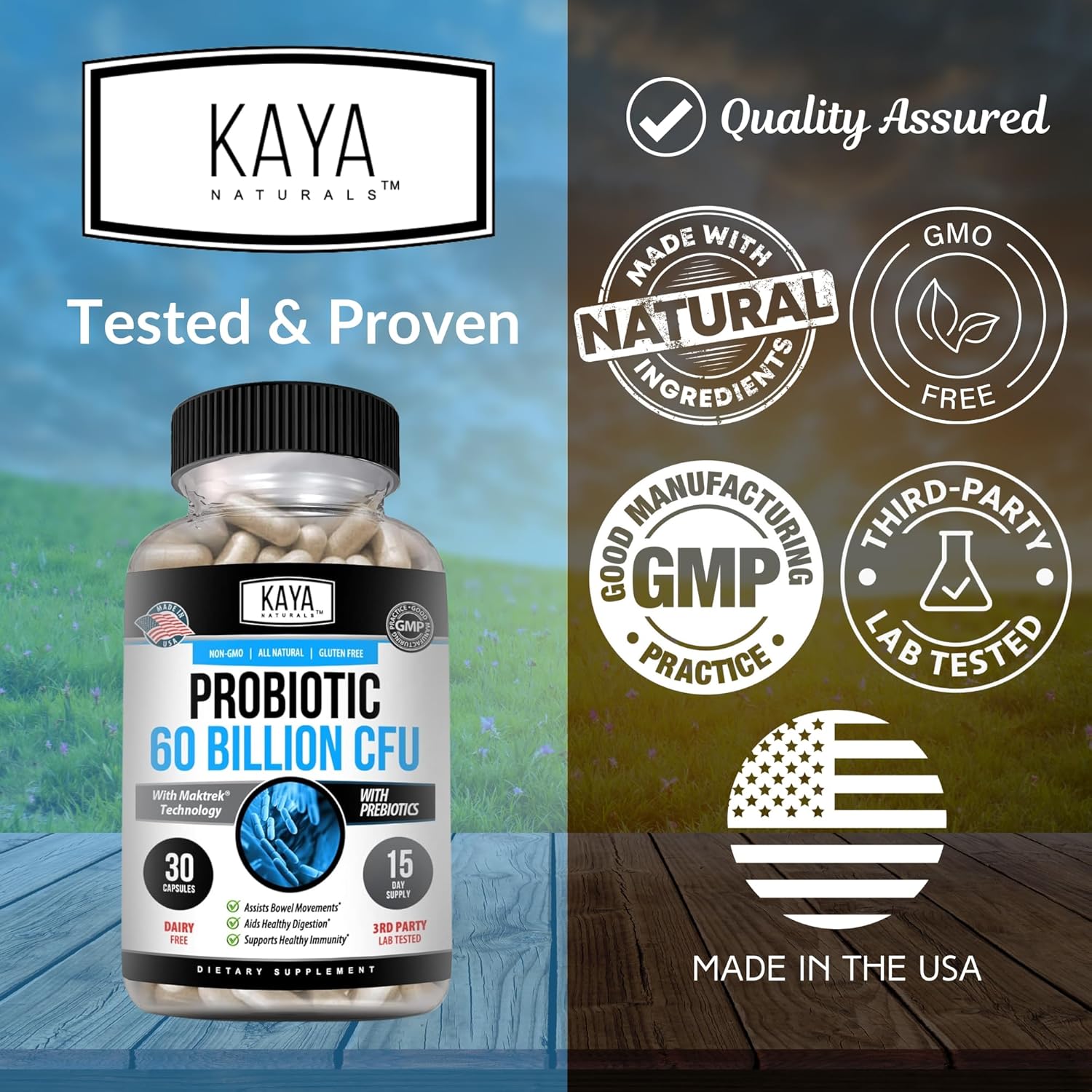 Kaya Naturals Probiotic 60 Billion CFU - Probiotics for Women, Probiotics for Men and Adults, Natural - Gut Health & Immune Support Supplement - Provides Digestive Support - 30 Vegetable Capsules - Image 4