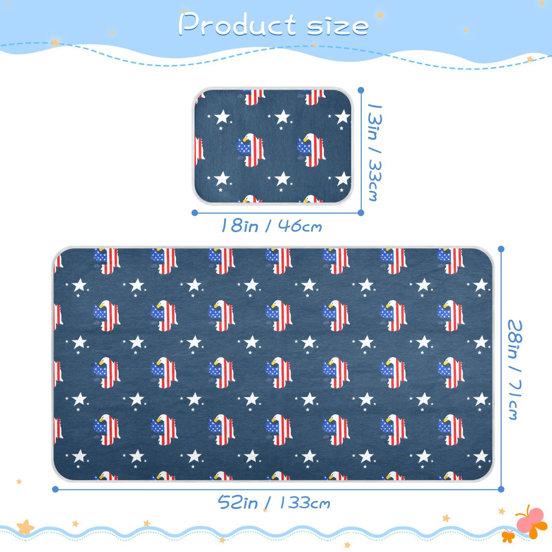 Takiito American Flag Designs Baby Cooling Mattress Pad, Soft & Breathable Cooling Mat Keep Baby Cool in Summer 28x52 in, Nursery Essential