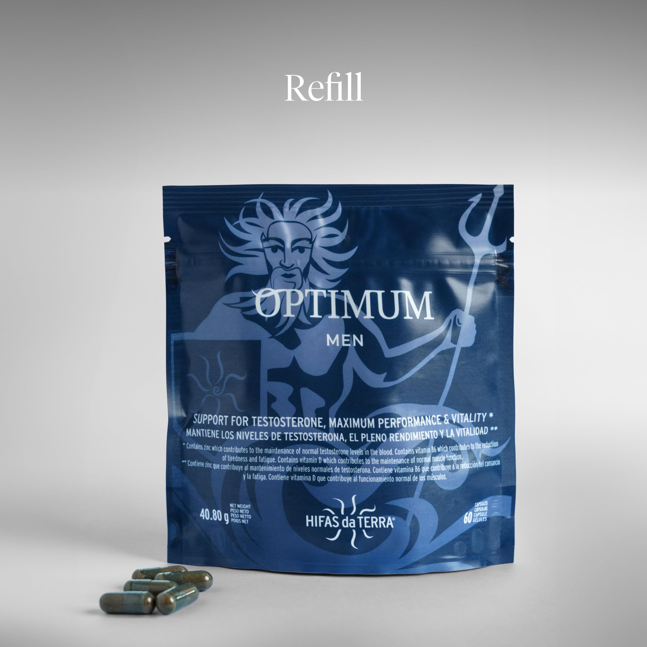 HIFAS DA TERRA - Suplemento de Hongos Optimum Men con Extracto de Hongos Cordyceps y Reishi - Refill 60 Cápsulas