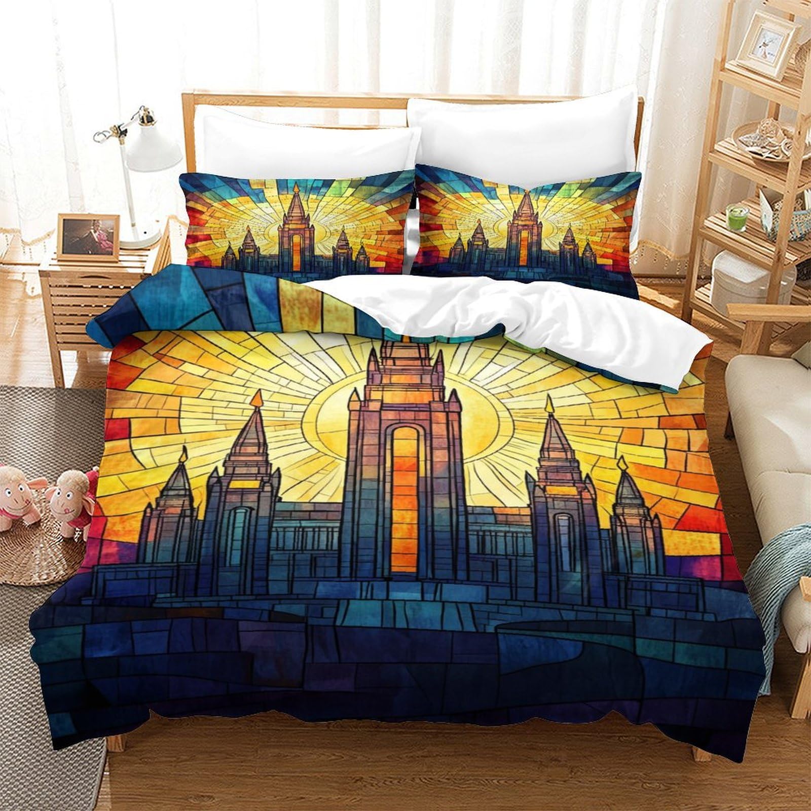 Art Castle Quilt Cover Comforter Covers Duvet Cover 3D Print Fairytale World for Teens And Adults Bedding Set with Zipper Closure Soft Microfiber with Pillow Cases 3 Pieces Single（140x200cm）